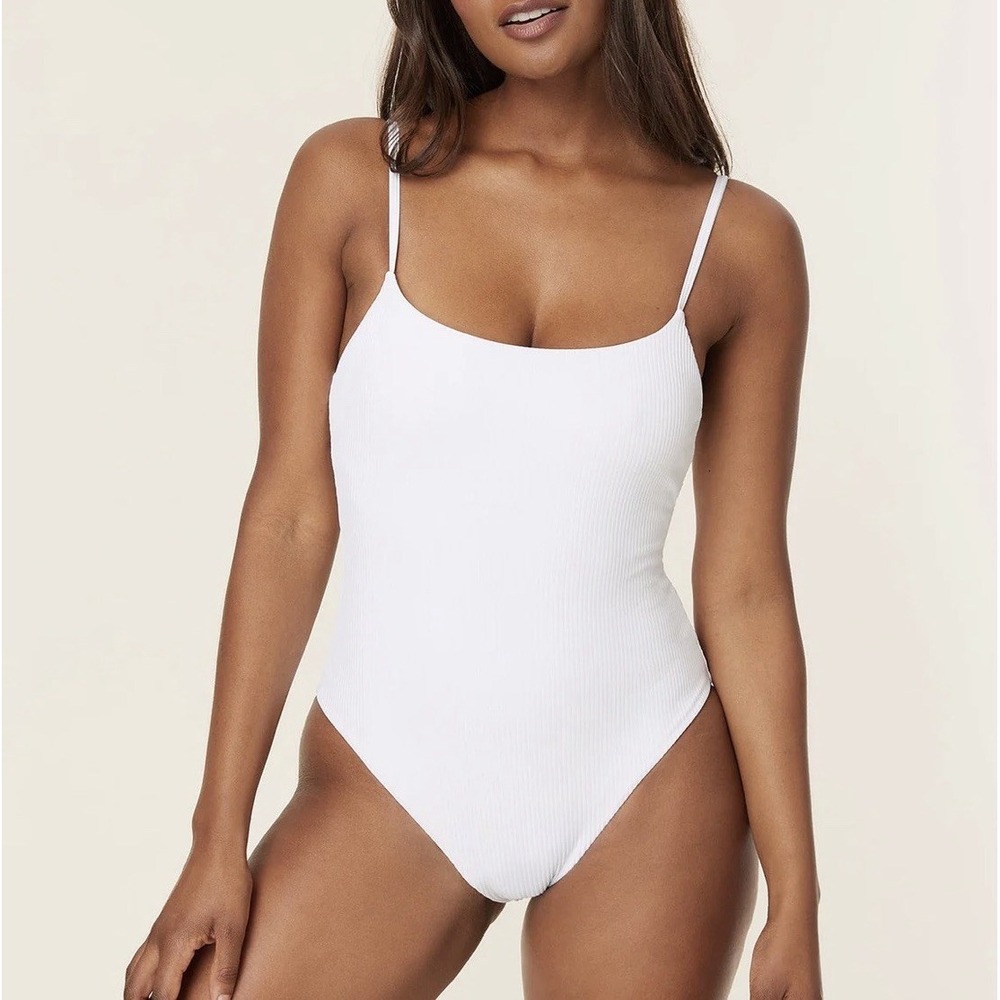 NWT Andie Swim The Jetties One Piece Swimsuit White Eco Ribbed Women's Sz Small